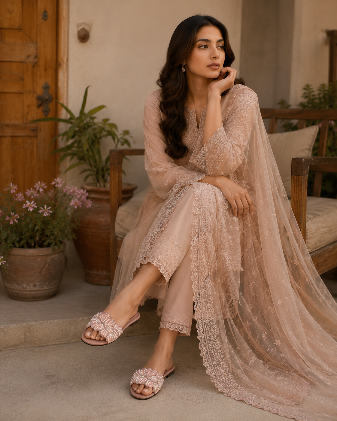 Pearl Bloom Flat Sandals